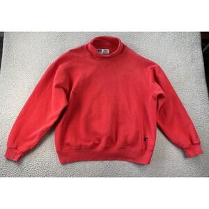 Vintage Russell Athletic Sweatshirt Mens XL Turtleneck USA Red Blank Cotton